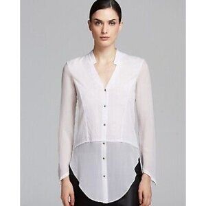 Helmut Lang Womens Sheer White Button-Up Shirt Size Small